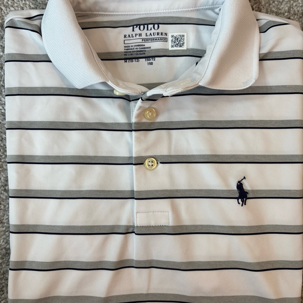Polo by Ralph Lauren White and Gray Performance Shirt